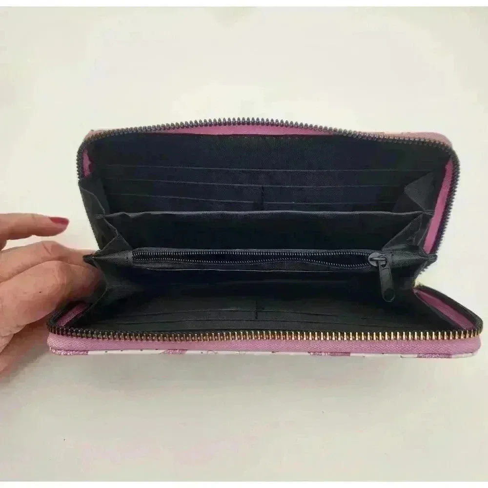NWOTEiffel Tower Paris Zipper Wallet Pink Purple White Silver Sparkle Xmas Gift - Picture 5 of 6